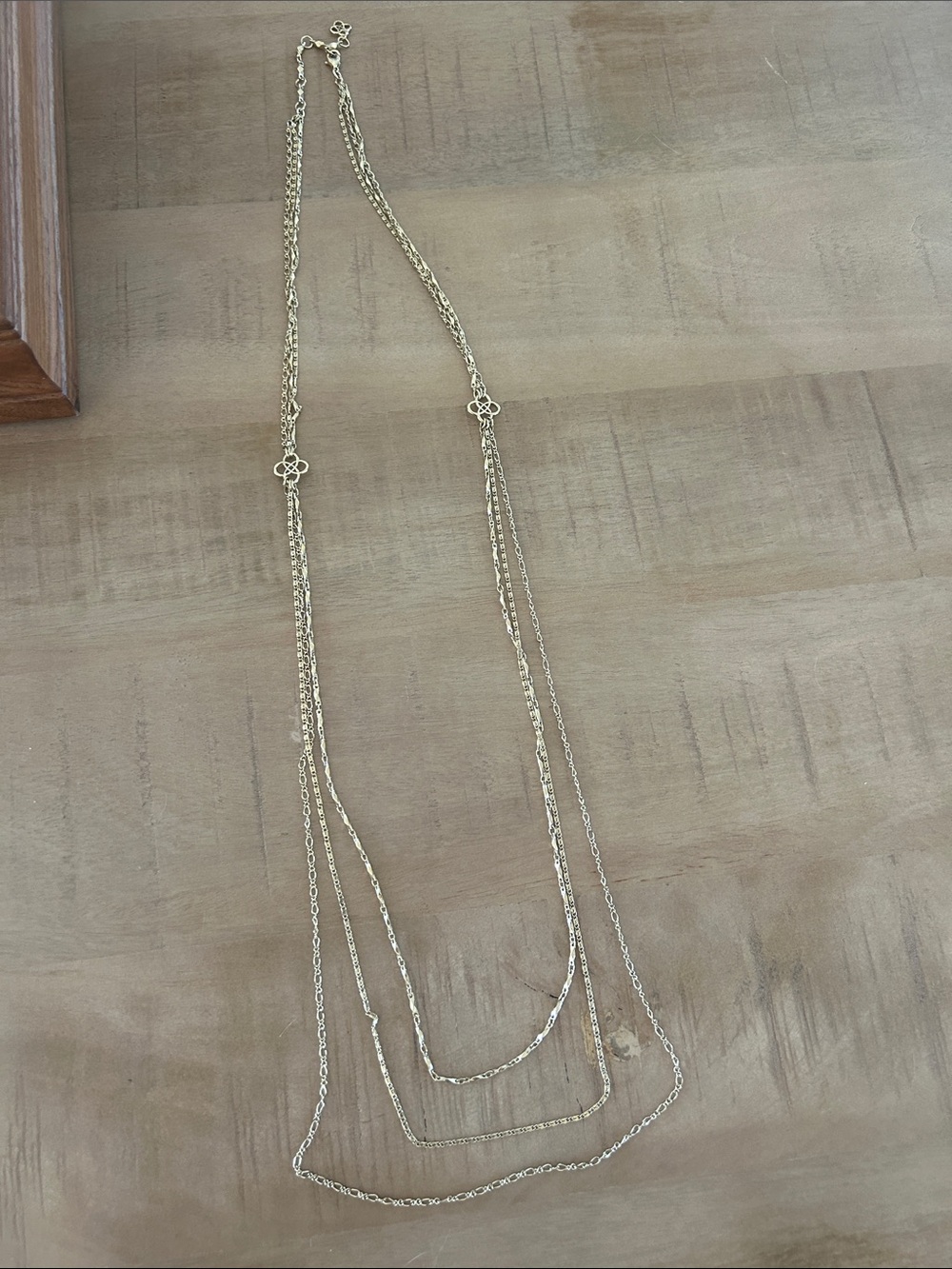 Stella & Dot Gold Multi-Strand Floral Connector Necklace